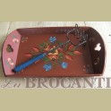 Landelijke houten hand beschilderd dienblad met bloemen