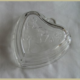 Brocante glazen hart puddingvorm