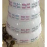 Duitse vintage nest schalen, roze & grijs blauwe blokjes, 4 delig