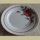 Frans brocante bord met rood / grijsblauw rozen motief, Moulin des Loups
