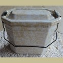 Franse brocante emaille lunchbox, creme / wit