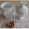 Melkglazen pot met deksel, Avon
