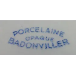 6 Franse diner borden , bordeaux rode bloem, Badonviller