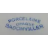6 Franse diner borden , bordeaux rode bloem, Badonviller