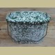 Frans groen / witte brocante emaille lunchbox