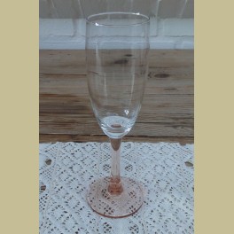 Kleine Franse flute / champagne glas met roze voet, Luminarc