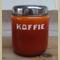 Oude oranje emaille koffie bus