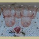 5 Kleine Franse roze drinkglazen, glazen, Arcoroc, Rosaline