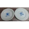 Set van 2 Franse schalen met blauwe rozen, Sarreguemines