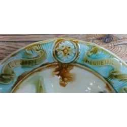 Antiek Frans bord Jeanne d'Arc, gloire, honneur, liberte, patrie