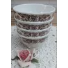 4 Retro spoelkommetjes met bruine bloemetjes