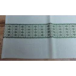 4 vintage mint kleur servetten met donkergroen/ witte sierrand