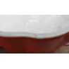 Vintage fel oranje / creme puddingvorm met fruitmotief