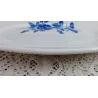 Franse brocante ovale schaal, blauwe roos, Sarreguemines Corsica