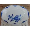 Franse brocante ovale schaal, blauwe roos, Sarreguemines Corsica